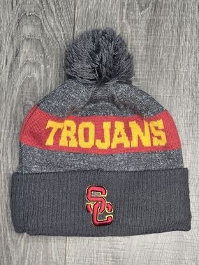 USC Trojans New Era Grayed Knit Pom Beanie Fleece Lined NCAA OSFM